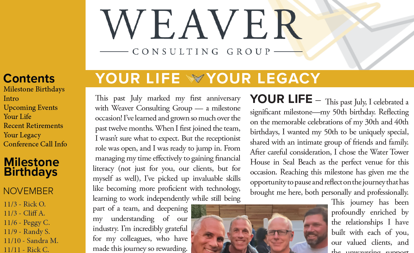 Newsletter - November 2024 | Weaver Consulting Group
